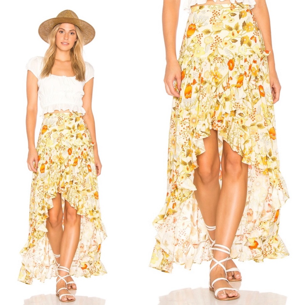 Spell Sayulita Floral Split Sunflower Skirt